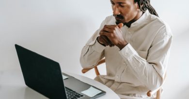 Photo by Alex Green: https://www.pexels.com/photo/serious-black-man-working-on-laptop-in-light-room-5700184/